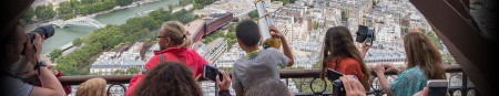 Group of students at the Eiffel Tower