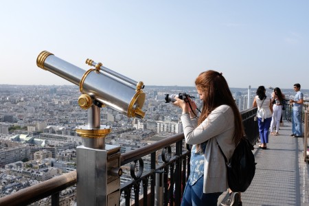Visitors at the second floor of the Eiffel Tower