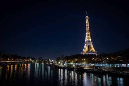 View of the glittering Eiffel Tower