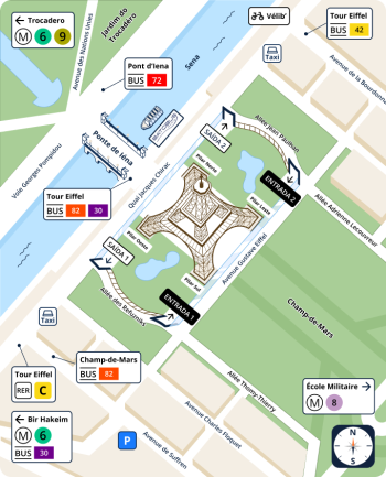 Mapa dos andares da Torre Eiffel